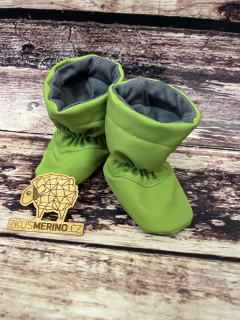 Softshell-merino capáčky Malinky - limetka/sedá