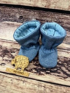 Softshell-merino capáčky Malinky - modrý melír/sv. modra