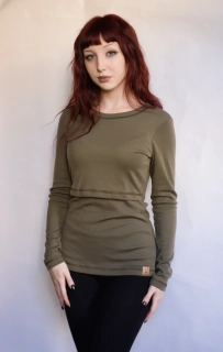 Dámské zimní MERINO kojící tričko ZM Basic, DR - Khaki