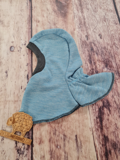 Zimní MERINO kukla Lambio - Modrotyrkysový melír světlý