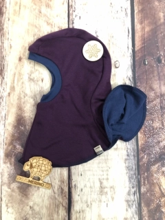 Zimní dvouvrstvá MERINO kukla Lambio - Fialová/navy