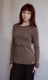 Dámské zimní MERINO kojící tričko ZM Basic, DR - Kavové