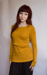 Dámské zimní MERINO kojící tričko ZM Basic, DR - Hořčice