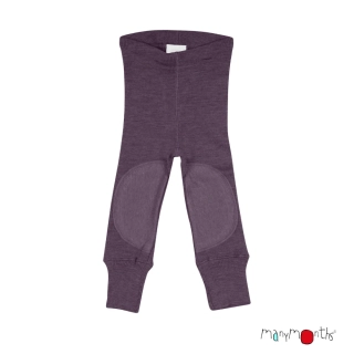 Merino legíny ManyMonths se záplatami - Dusty Grape