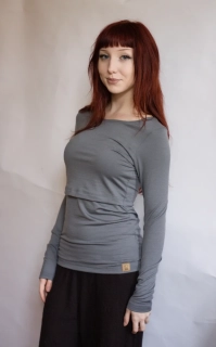 Dámské celoroční MERINO/LYCRA kojící tričko ZM Basic, DR - Středně šedé