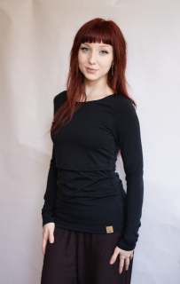 Dámské zimní MERINO/LYCRA kojící tričko ZM Basic, DR - Černé