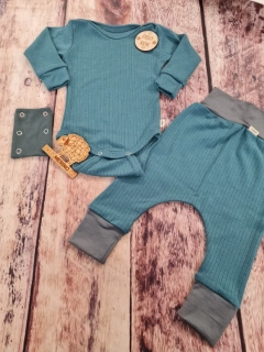 Rostoucí celoroční MERINO komplet Lambio, DR - Modrozelené žebro*