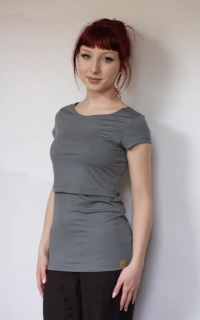 Dámské celoroční MERINO/LYCRA kojicí tričko ZM Basic, KR - Středně šedé
