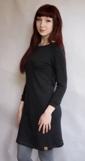 Merino tunika/šaty ZM Basic se 7/8 raglánovými rukávy - Antracit melé