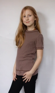 Celoroční junior MERINO tričko ZM Basic se spodním lemem, KR - Zinek žebro