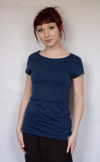 Dámské celoroční MERINO/LYCRA kojicí tričko ZM Basic, KR - Tmavě modré