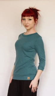 Dámské celoroční MERINO tričko ZM Basic 3/4 rukáv - Modrozelené žebro