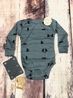 Rostoucí celoroční MERINO/HEDVÁBÍ body Lambio, DR - Kočky Arctic Night*