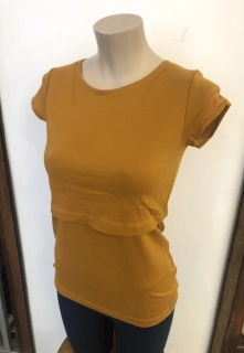 Dámské celoroční MERINO kojicí tričko ZM Basic, KR - Hořčice