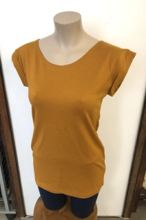 Prodloužené dámské celoroční merino tričko ZM Basic s přinechaným rukávem - Hořčice