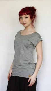Prodloužené celoroční merino/lycra tričko ZM Basic s přinechaným rukávem - Šedé melé