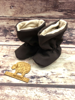 Softshell-merino capáčky Malinky - hnědá/písková