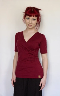 Dámské celoroční MERINO/LYCRA tričko s křížením ZM Basic, KR - Javor