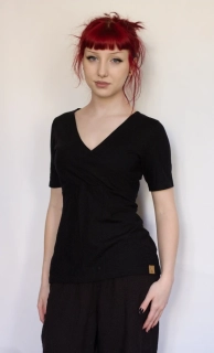 Dámské letní MERINO tričko s křížením ZM Basic, KR - Černé