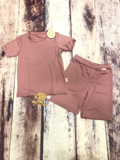 Dětský letní merino/lycra komplet/pyžamo Lambio, KR - Dusty rose