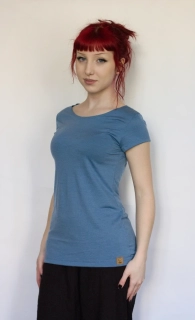 Dámské letní MERINO tričko ZM Basic, KR - Holubí modř