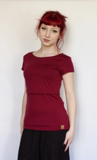 Dámské letní MERINO kojící tričko ZM Basic, KR - Javor