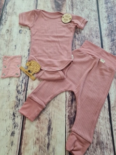 Rostoucí celoroční MERINO komplet Lambio, KR - Dusty rose žebro*