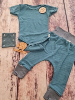 Rostoucí celoroční MERINO komplet Lambio, KR - Modrozelené žebro*