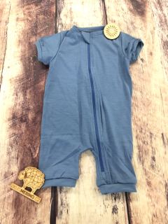 Rostoucí letní MERINO overal Lambio, KR - Holubí modř
