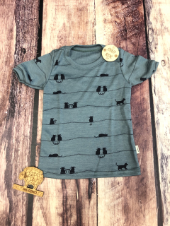 Celoroční MERINO/HEDVÁBÍ tričko Lambio, KR - Kočky Arctic Night*