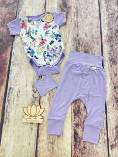 Rostoucí BAMBUSOVÝ komplet Lambio, KR - Luční ptáčci/sv. fialová*