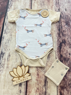 Rostoucí bambusové body Lambio, KR - Jezevčíci/krémová