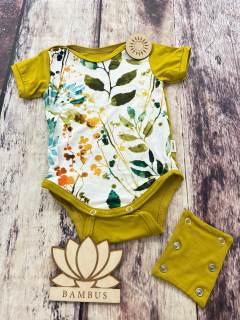 Rostoucí bambusové body Lambio, KR - Lístečky/zlatozelená