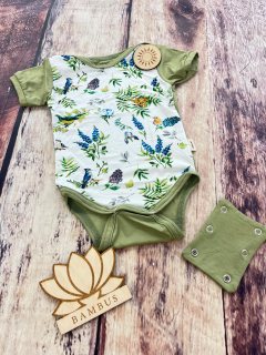 Rostoucí bambusové body Lambio, KR - Luční ptáčci/mechově zelená