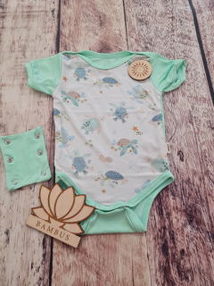 Rostoucí bambusové body Lambio, KR - Želvičky/mint